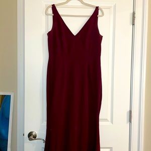 Maroon bridesmaids dress, worn once, hemmed for someone 5’2” with heels.